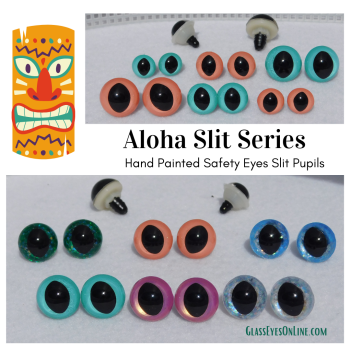Plastic Safety Cat Eyes hand painted Aloha Slit Series inspired by Fauna, Flora, and Famous locations in Hawaii  Use in Crochet, Sewing, Amigurumi, Knitting, Arts & Crafts