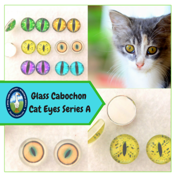 Glass Cabochon Cat Eyes Slit Pupils