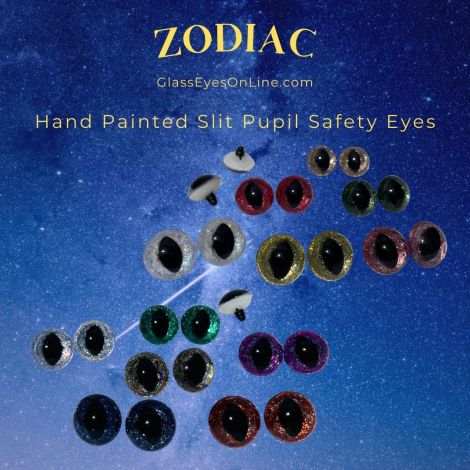 Safety Eyes Slit Pupils hand painted Zodiac Series for Birthday Crafts, Fantasy Creatures Monsters Dragons, Fairies, Mermaids, Kitty Cats Sewing Crochet Amigurumi Felting Puppetry 