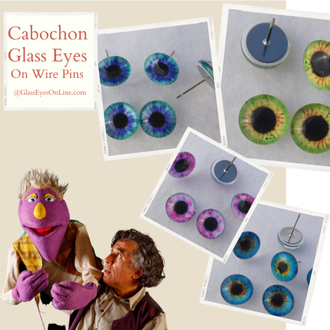 Cabochon Glass Eyes On Wire Pins for Needle Felting, Polymer Clay, Sculpture, Carving, Jewelry Design Puppetry Use in Dolls Trolls Fantasy Creatures Animals Arts & Crafts