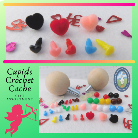 Cupids Crochet Cache Gift Assortment. Safety Eyes, Heart Shape Safety Nose, Insertion Tool for Crochet, Sewing, Amigurumi, Knitting Arts & Crafts