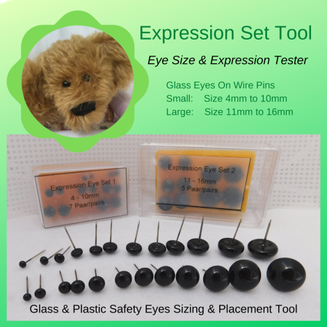 Eye Expression Set Tool Glass Eyes On Wire Pins to test size and expression before eye placement Use in Sewing Crochet Amigurumi before placing permanent eyes