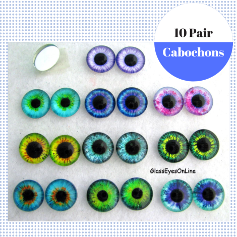 Glass Cabochon Eyes for Sculpture Carving Jewelry Design Puppetry Polymer Clay Arts and Crafts