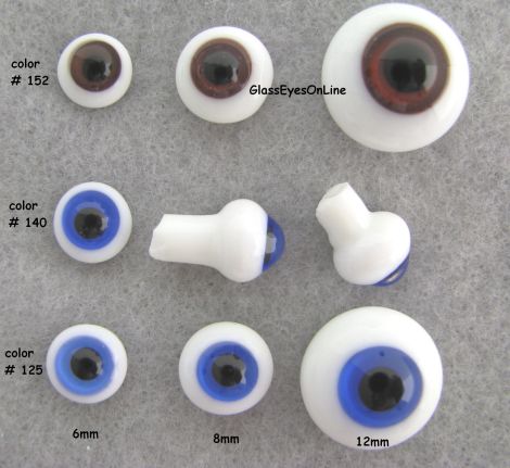 Glass Doll Eyes Brown and Blue 125, 140, 152