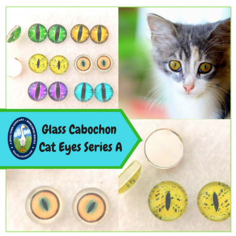 Glass Cabochon Cat Eyes Slit Pupils