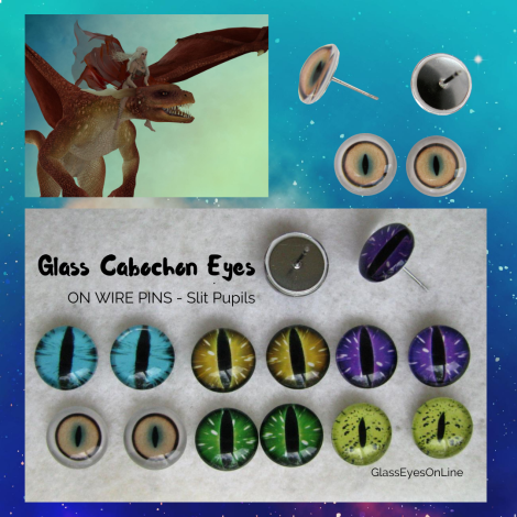 Cabochon Glass Eyes for Sculpture Carving Polymer Clay Puppetry Needle Felting Use in Dragons Kitty Cats Frogs Mermaids Fairies Fantasy Characters