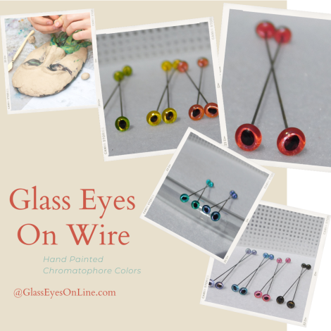 Chromatophore Colors Hand Painted Glass Eyes On Wire with Slit Pupils For Arts and Crafts. Use in Needle Felting, Sculpture, Carving, Polymer Clay, Sewing to make Dragons, Kitty Cats, Frogs, Mermaids, Fairies, Plush Animals, Fantasy Characters and Creatur