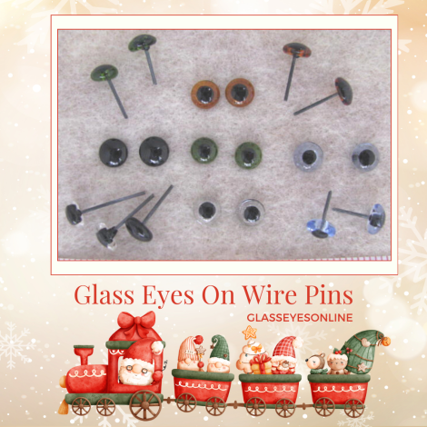 Glass Eyes On Wire Pins For Needle Felting