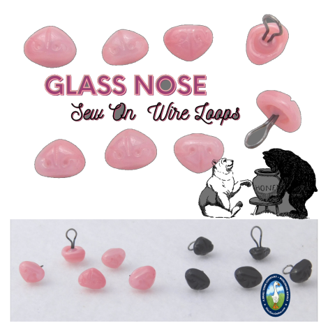 Glass Noses With Wire Loops For Teddy Bears, Plush Animals, Sewing Crafts