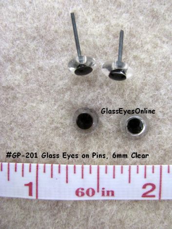 Clear Glass Eyes On Wire Pins 6mm