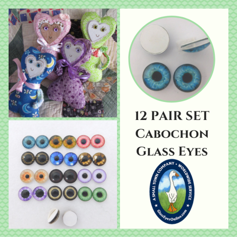 Glass Cabochon Eyes for Sculpture, Carving, Needle Felting, Arts & Crafts Flat Glue on Back.  