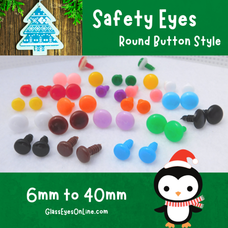 Safety Eyes Round Button Style for Crochet, Sewing, Amigurumi, Knitting, Arts & Crafts, Holiday Ornaments, Teddy Bears, Dolls, Plush Animals, Toys