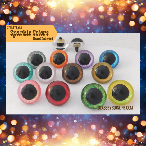 12 Pair Safety Eyes Slit Pupils Sparkle Colors Mix