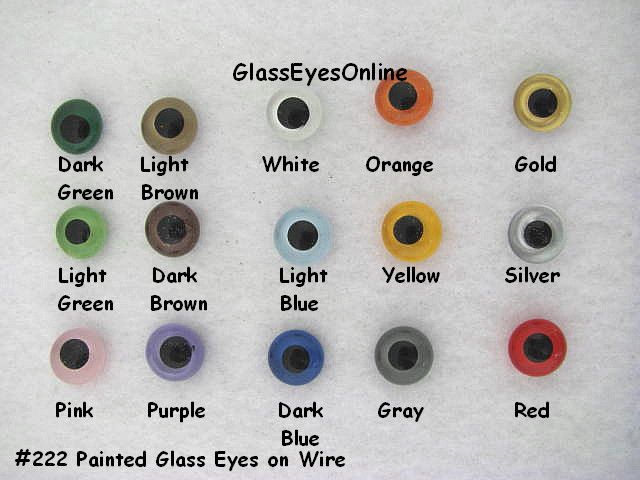 Glass Eyes On Wire Hand Painted Monochrome Color