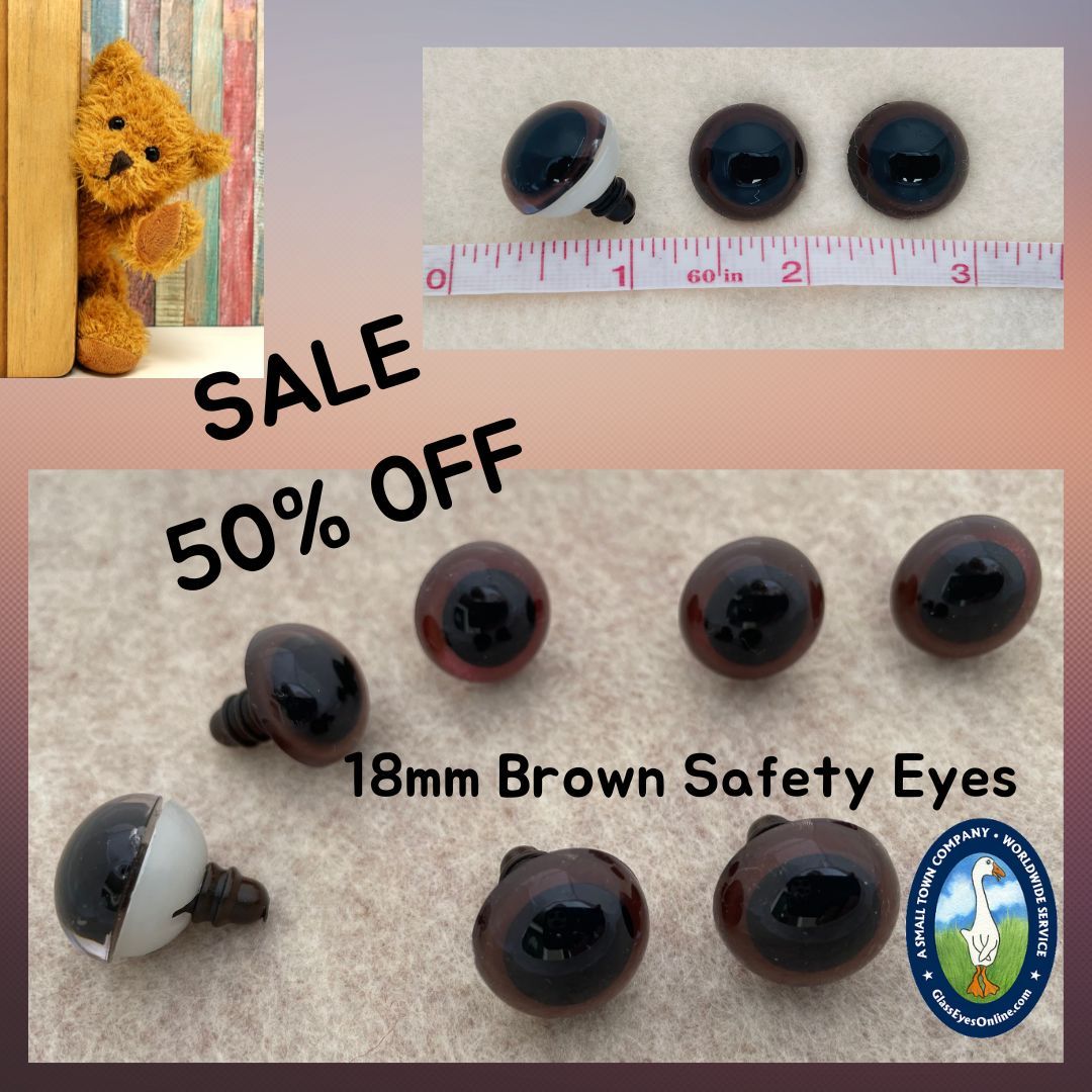 2 Pairs Brown 18 mm safety eyes stuffed animal toys amigurumi teddy bear