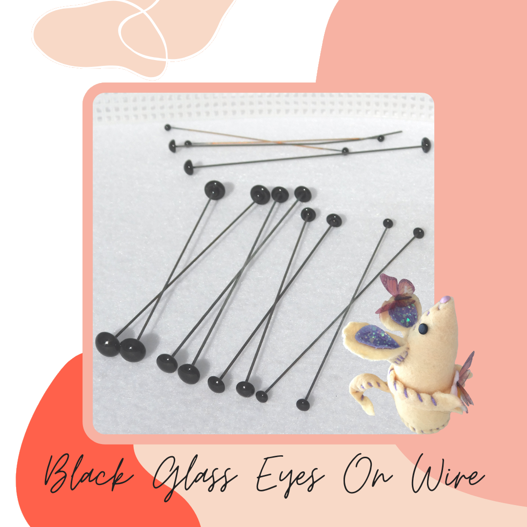 18 PAIR Black Glass EYES with Wire Loops Assorted Size 3mm to 8mm Sew On LP-201 