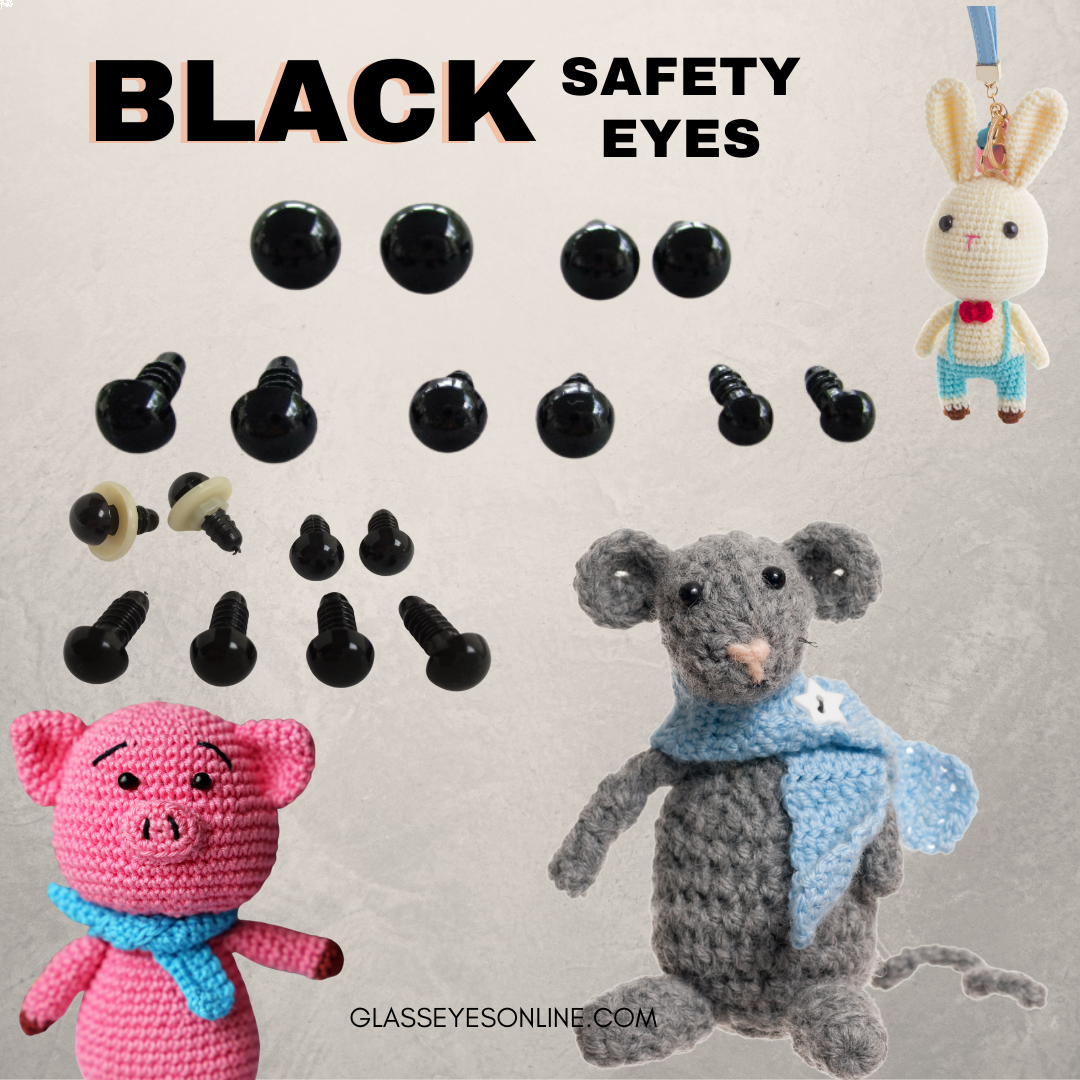 12mm BLACK PLASTIC SAFETY EYES FOR SOFT TOY MAKING AMIGURUMI KNITTING BEAR Details about   5mm