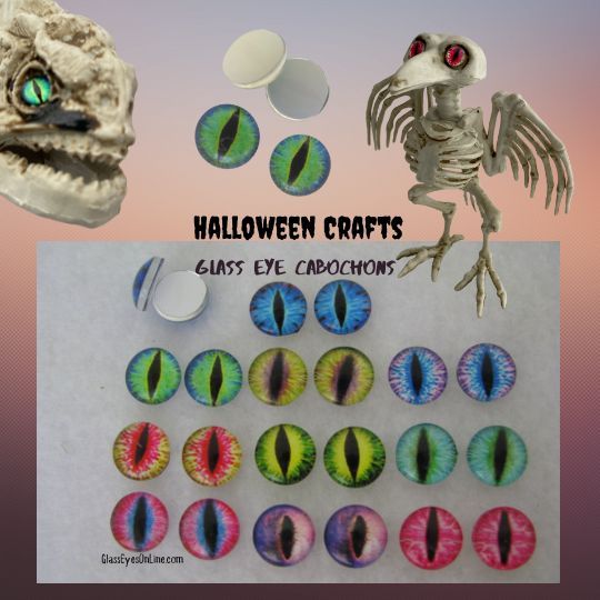 EXCEART 30 Pairs Glass Eyeball Glass Eyes for Crafts Doll Making Eyes Eye  Balls Halloween Clay Doll Making Sculptures Props Cat Eye Cabochons for