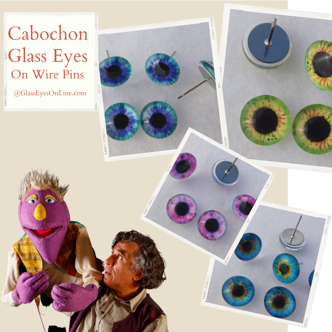 Glass Cabochon Eyes On Wire Pins F Series 1 Pair