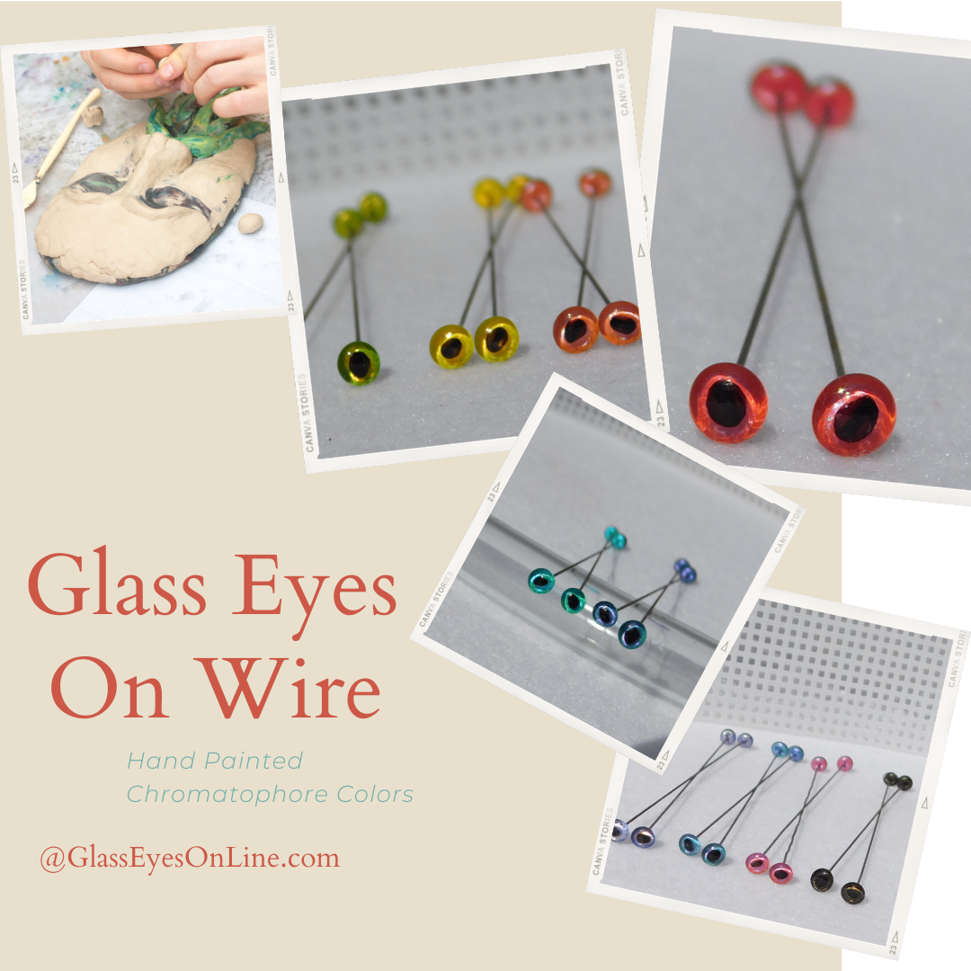 Glass Eyes On Wire Slit Pupil Chromatophore Colors - 1 Pair