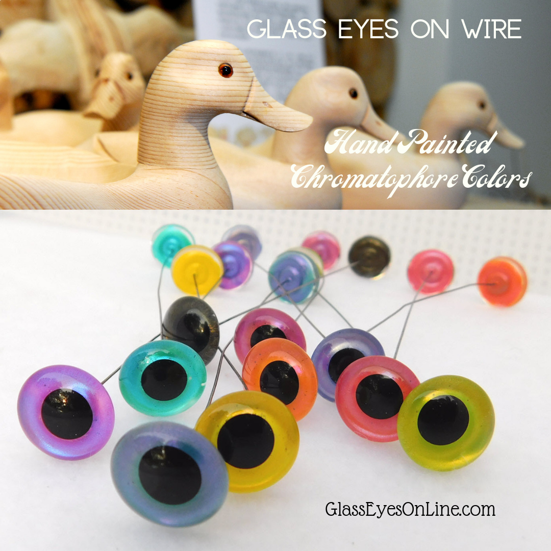 Glass Eyes On Wire Hand Painted Chromatophore Colors