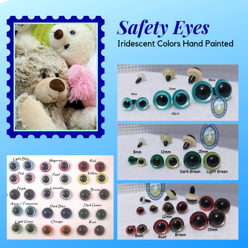 Teddy Bear Making Safety Eyes Solid Coloured Plastic with Plastic Backs 