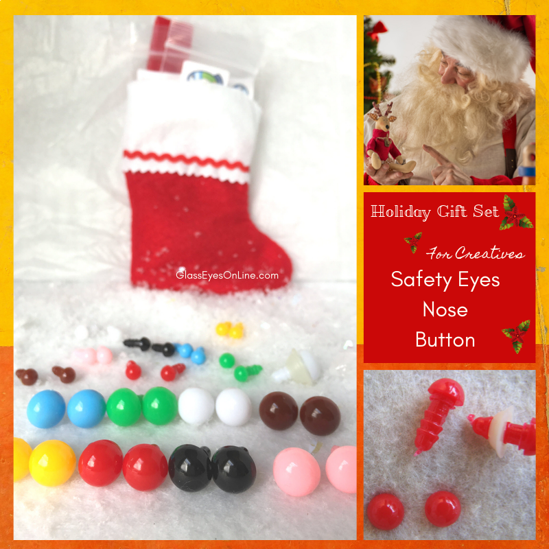 Holiday Amigurumi Gift Set Craft Eyes in Red Stocking