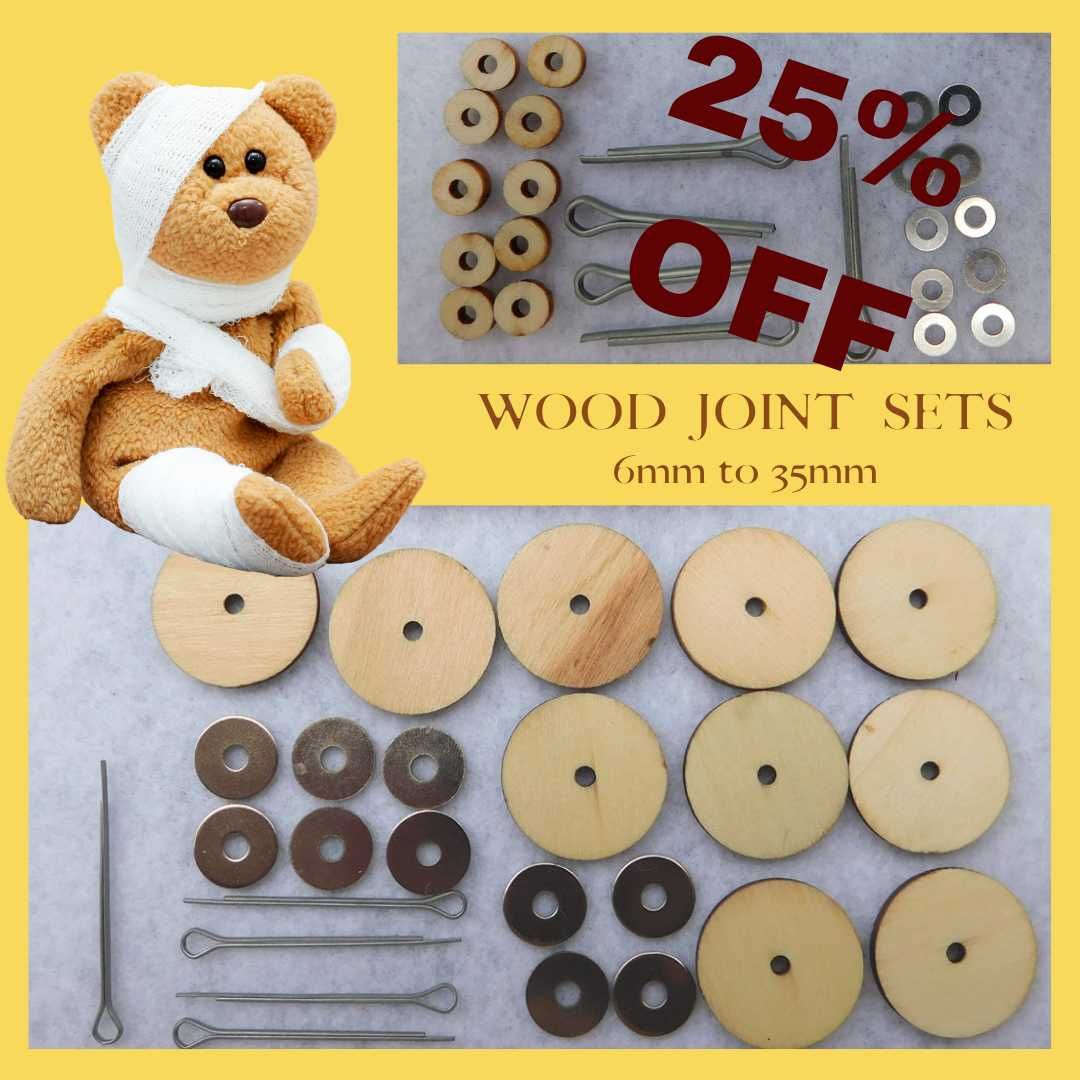 1 Inch Hard Board Discs For Jointed Teddy Bear = 10 with Tap Bolt Set 